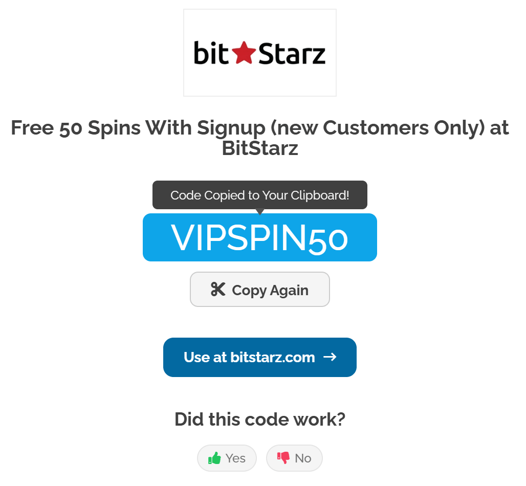 BitStarz 50 Free Spins No Deposit Bonus Code: VIPSPIN50
